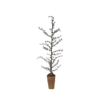 Faux Atlas Cedar Tree w/ Snow in Wrapped Paper Pot | 30”H
