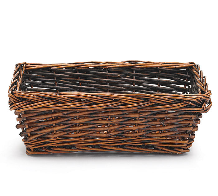 Dark Stain Willow Rectangle Basket | 10"