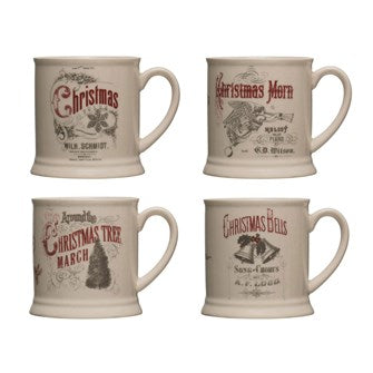 Stoneware Vintage "CHRISTMAS" Image Mug, 4 Styles | 16oz. (sold separately)