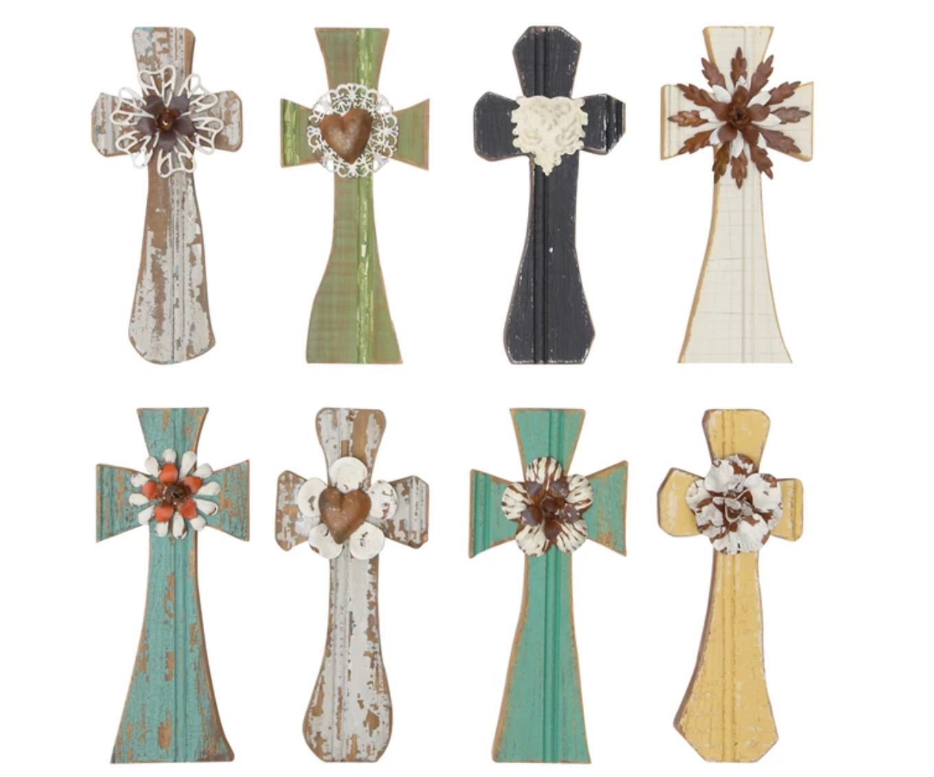 Cross Wall Decor with Floral Accent, 8 Styles