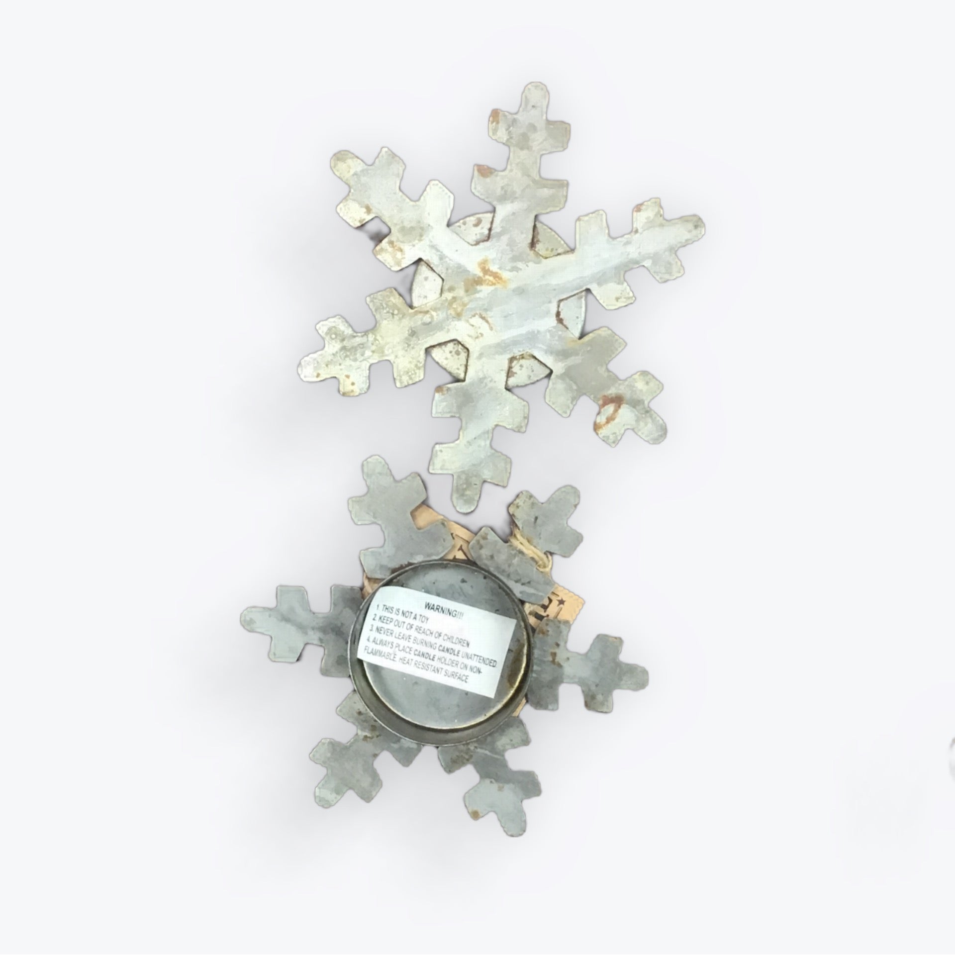Snowflake Candle Metal Holder 4”