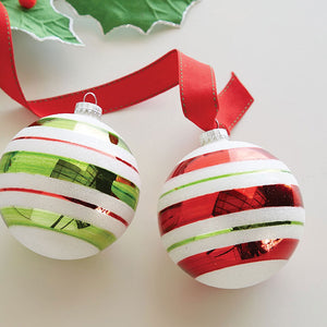 Striped Glass Ball Ornament, 2 Styles | 4" (sold separately)