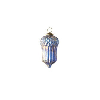 Glass Acorn Ornament, Blue & Opal Finish | 2"