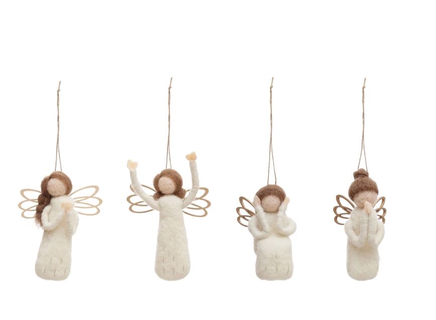 Wool Felt Angel Ornament, 4 Styles