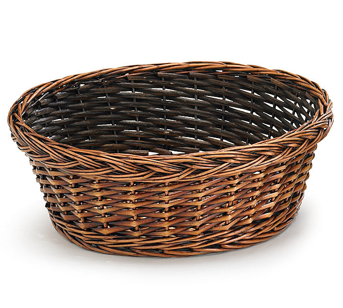 Dark Stain Willow Round Basket | 12"