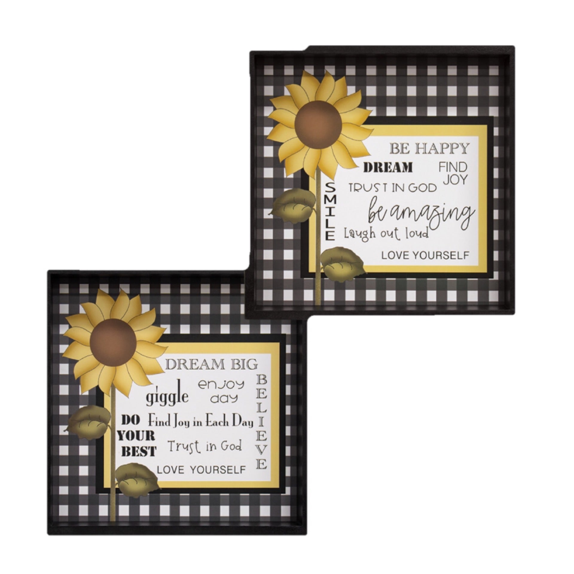 Be Happy Inset Box Sign, 2 Asst