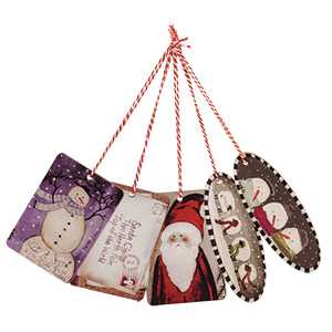 Christmas Tag Ornaments, 5pc. set | 4.75"H