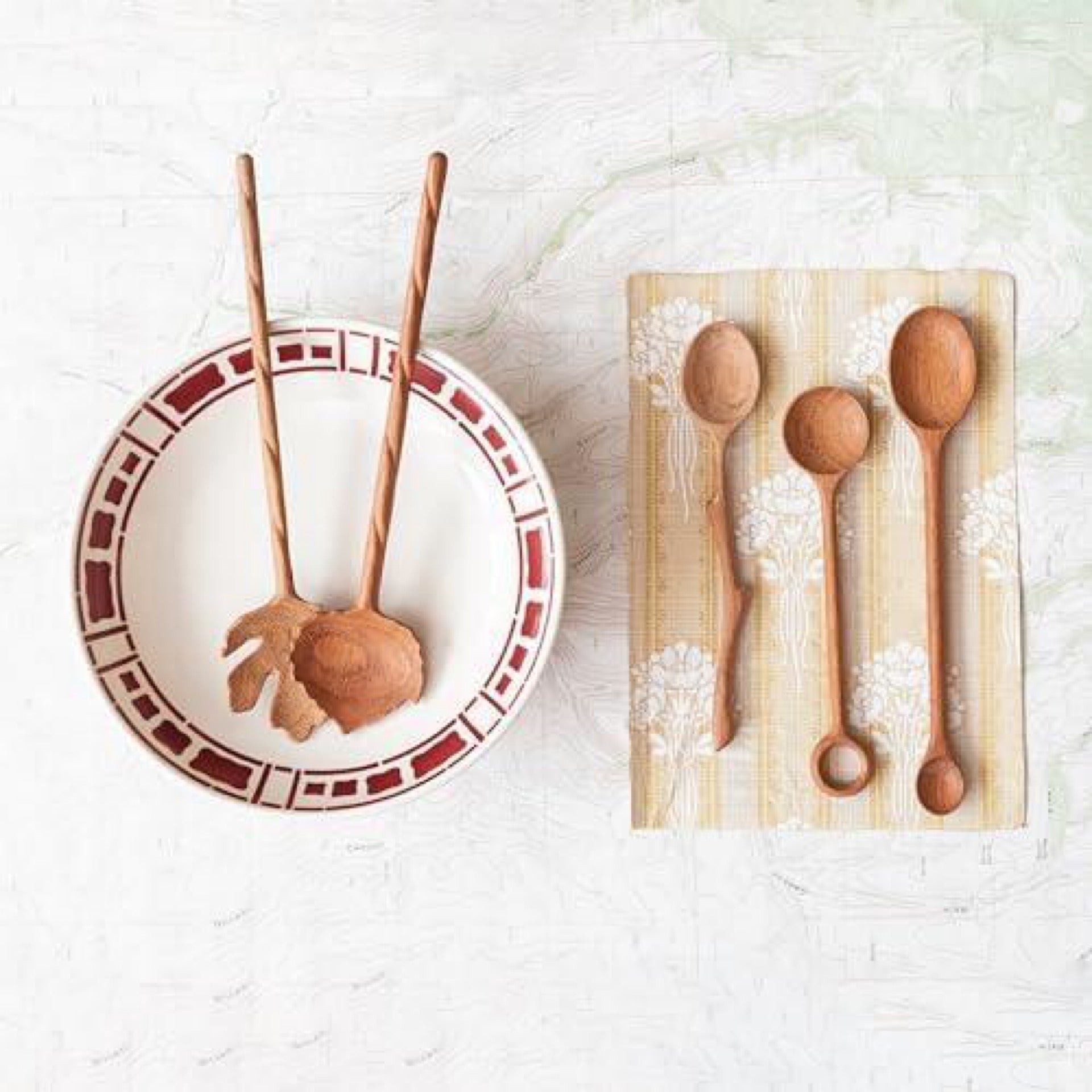 Carved Doussie Wood Spoon with Rounded Handle