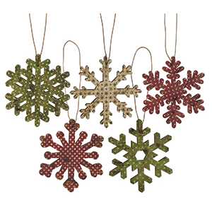 Vintage Snowflake Ornaments, 5pc. set | 3 x 5.75"H