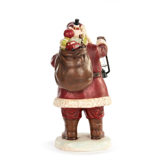 Lit Large Santa with Lantern Centerpiece
