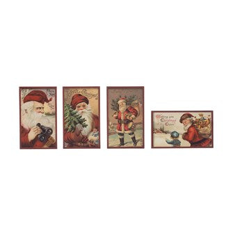 Wood Framed Santa Image Wall Art / Decor, 4 Styles | 10" x 6"H