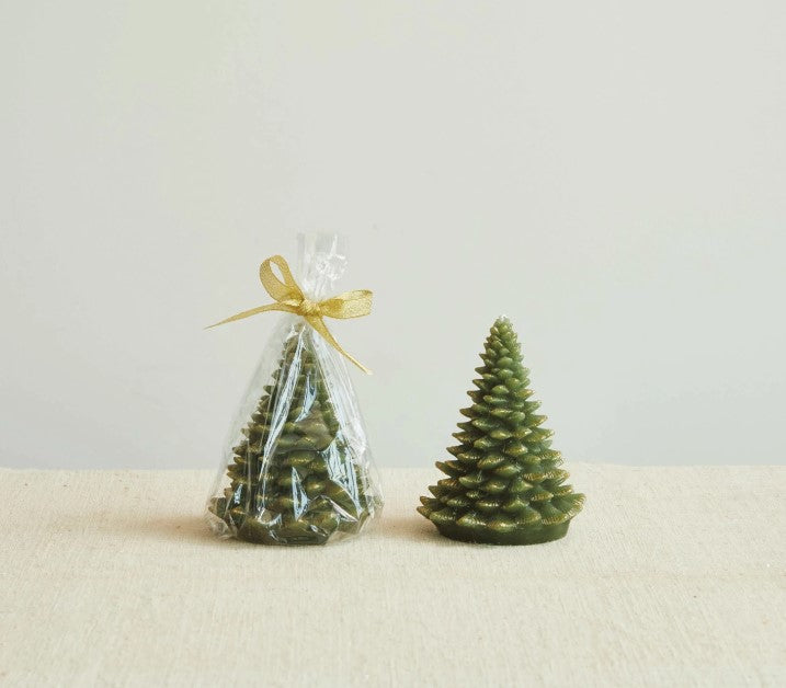 Unscented Tree Shaped Candle w/ Gold Tips