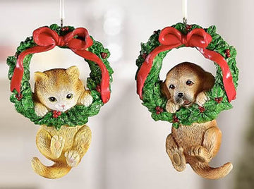 Cat And Dog Polystone Ornaments, 2 Styles | 3" (sold separately)