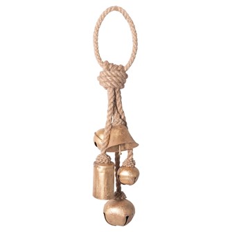 Hammered Metal Bells on Jute Hanger | 13"H