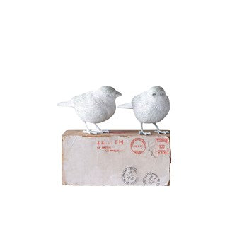 Bird w/ Metal Feet, Distressed White, 2 Styles
