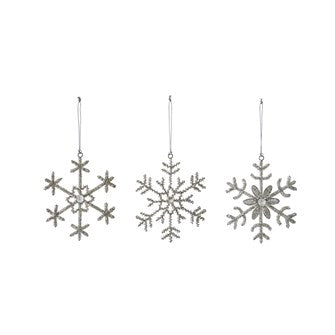 Round Beaded Snowflake, Silver, 3 Styles | 6"