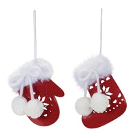 STOCKING AND MITTEN ORNAMENT (2 ASST) 4”H METAL