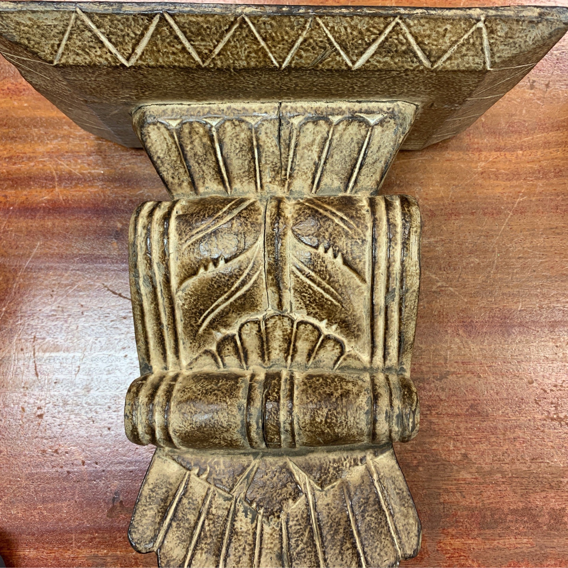 Wood Carved Detail Wall Shelf