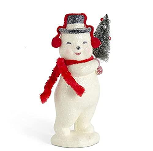 K&K Interiors 54914A Glittered Snowman with Red Earmuffs and Scarf Holding Bottle Bottle