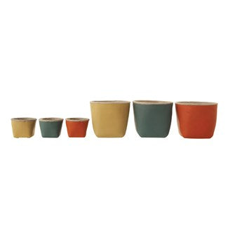 Round x 2-1/2"H Cement Planters, 3 Colors, Set of 2