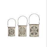 Metal Lanterns with Cutout and Handles, 3 Sizes