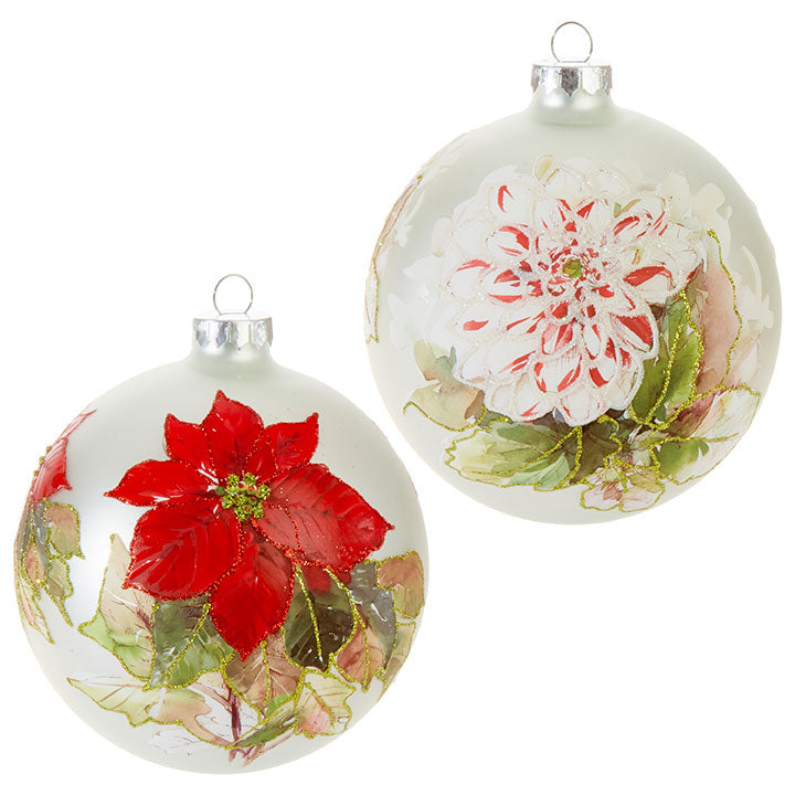 FLORAL BALL ORNAMENT, 2-styles | 4.75" (sold separately)