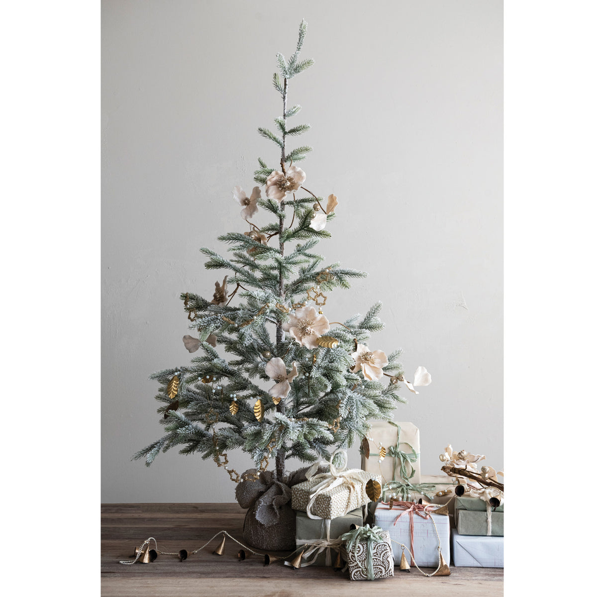 Faux Pine Tree in Burlap Sack, Frost Finish